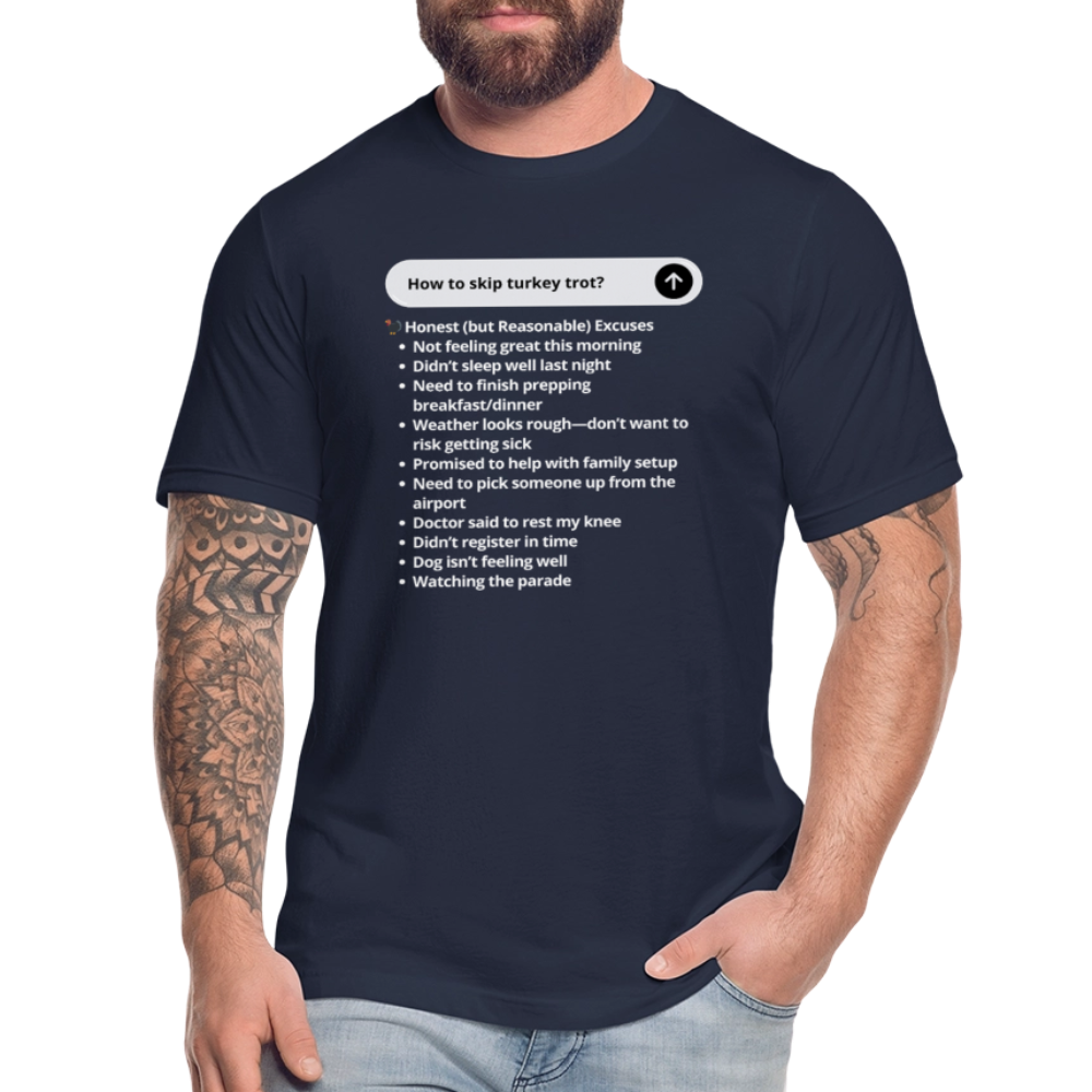 "How to skip Turkey Trot?" Ask AI Tee (Unisex) - navy