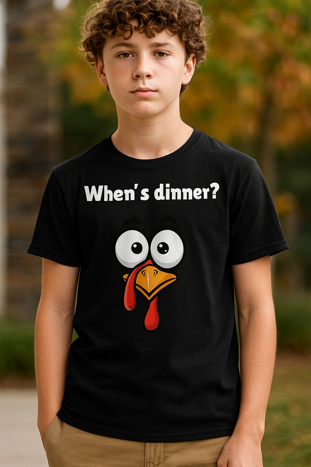 When’s Dinner? Turkey Face Tee Youth